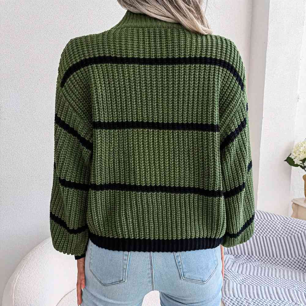 Striped Rib-Knit Sweater - Body By J'ne