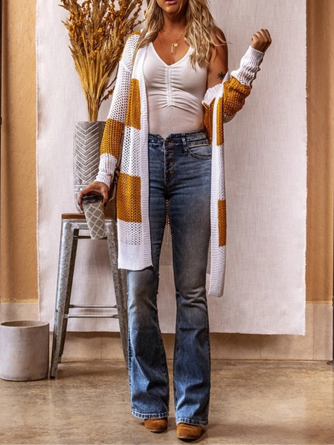 Color Block Open Front Longline Cardigan - Body By J'ne