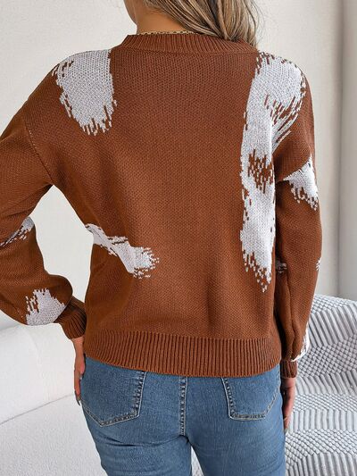 Contrast V-Neck Long Sleeve Sweater - Body By J'ne