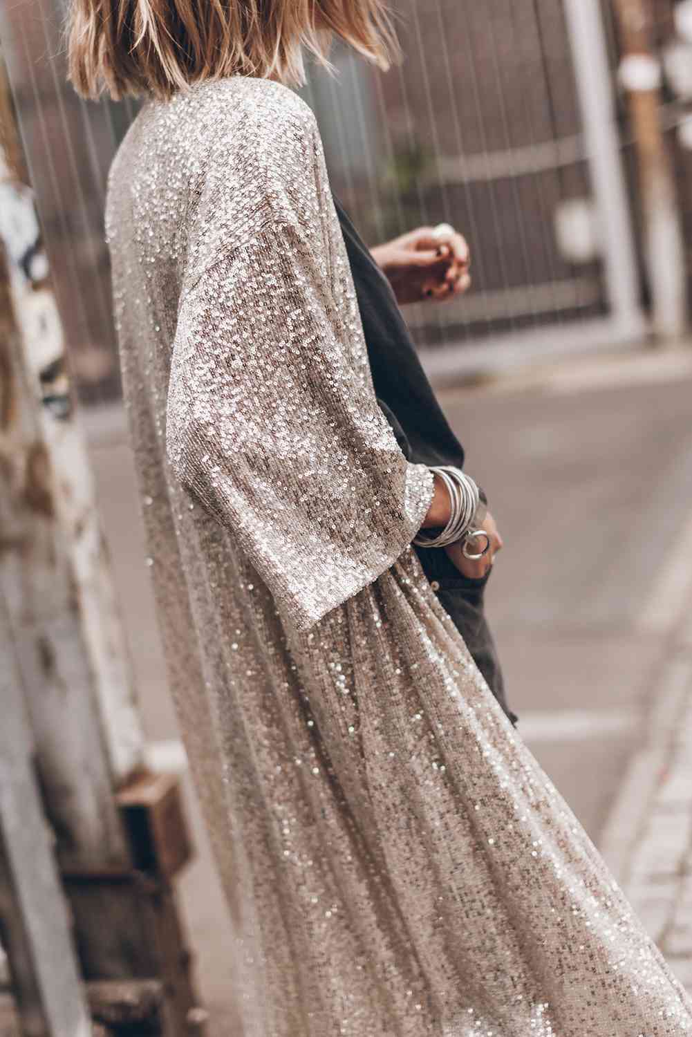 Sequin Open Front Duster Cardigan - Body By J'ne