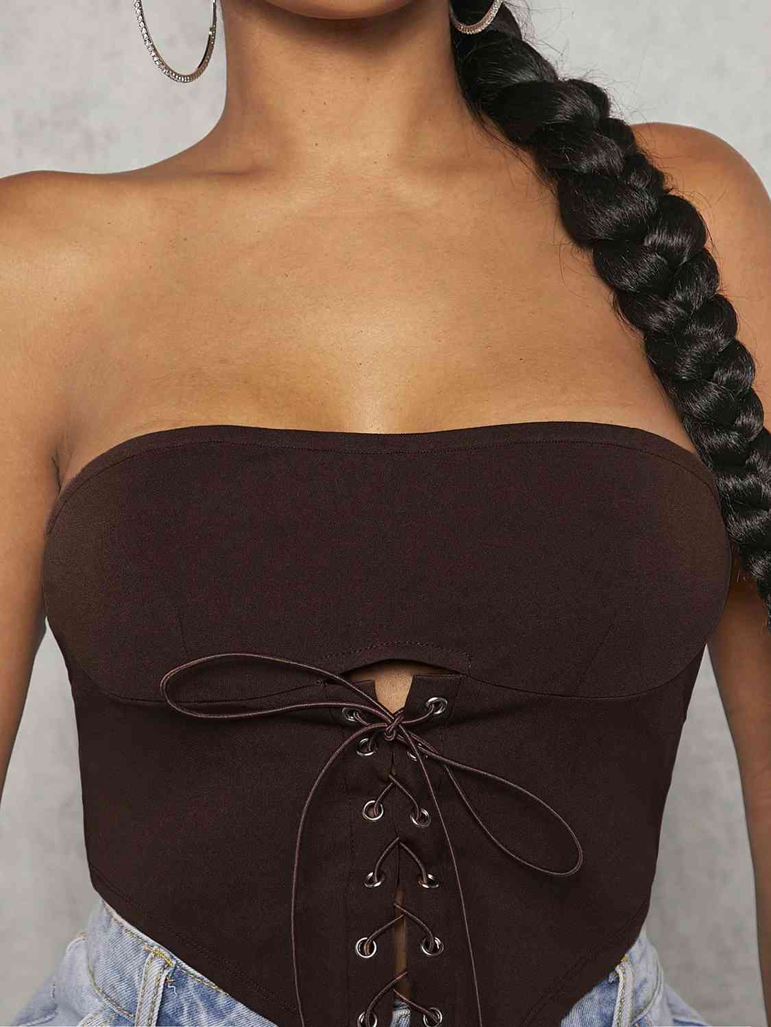 Lace-Up Strapless Bustier - Body By J'ne