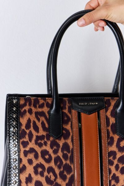 David Jones Leopard Contrast Rivet Handbag - Body By J'ne