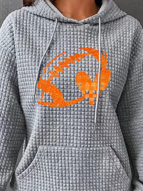 Football Graphic Drawstring Hoodie - Body By J'ne