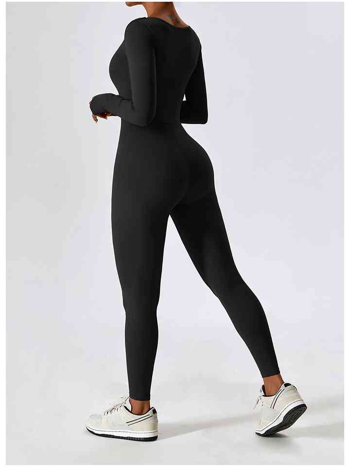 Square Neck Long Sleeve Sports Jumpsuit - Body By J'ne