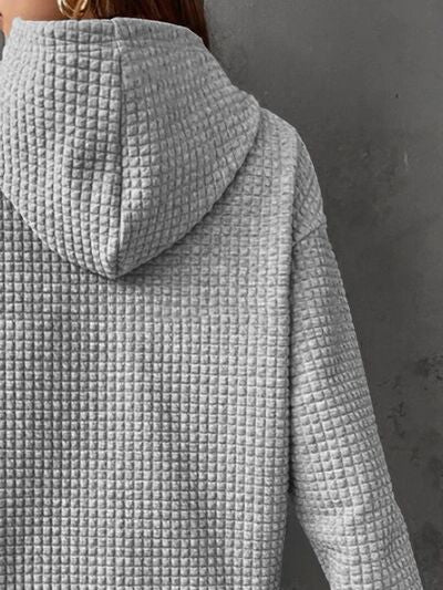 Full Size CHEERS Waffle-Knit Drawstring Hoodie - Body By J'ne