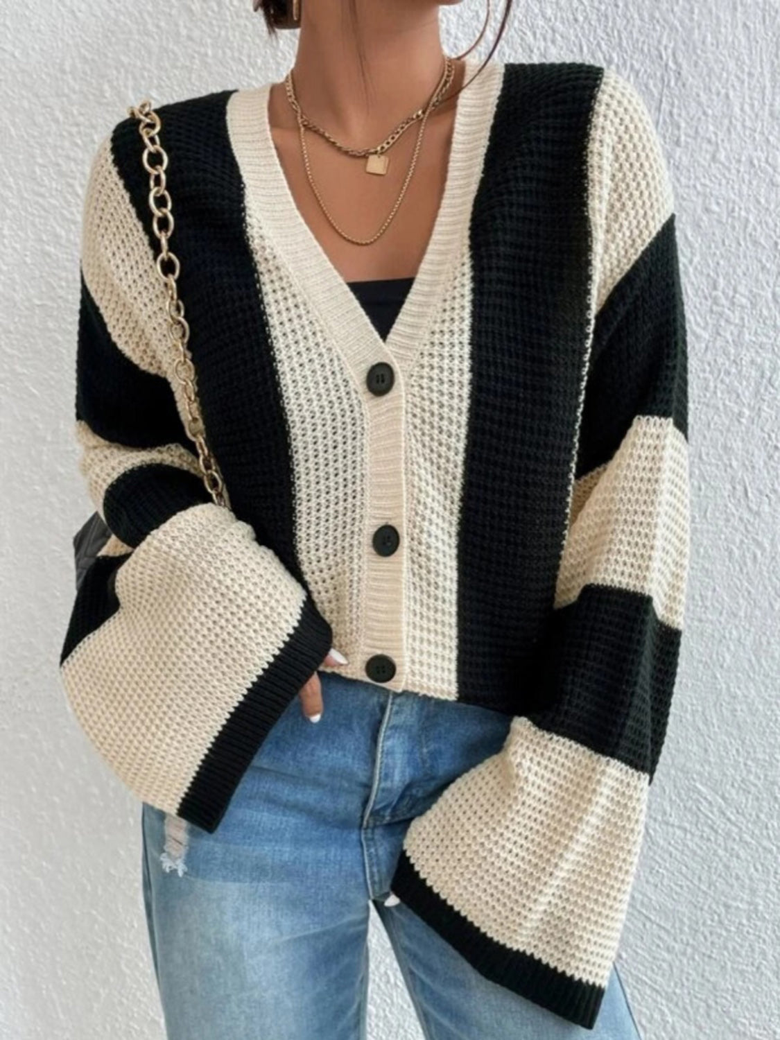 Striped Button Up Cardigan - Body By J'ne