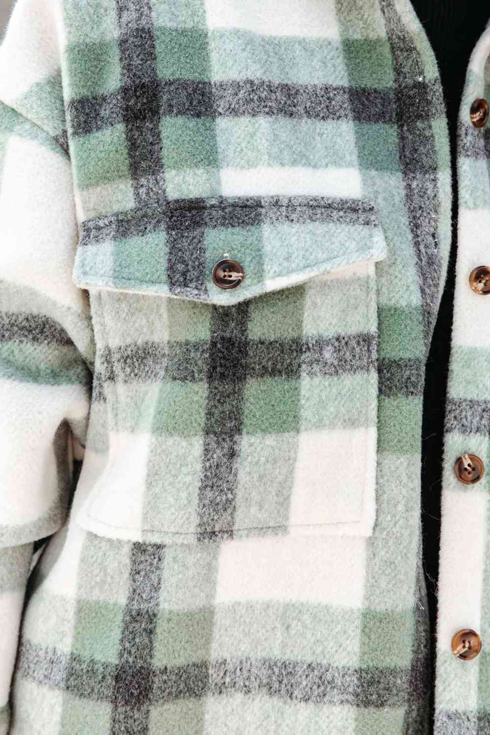 Plaid Collared Button Down Coat - Body By J'ne