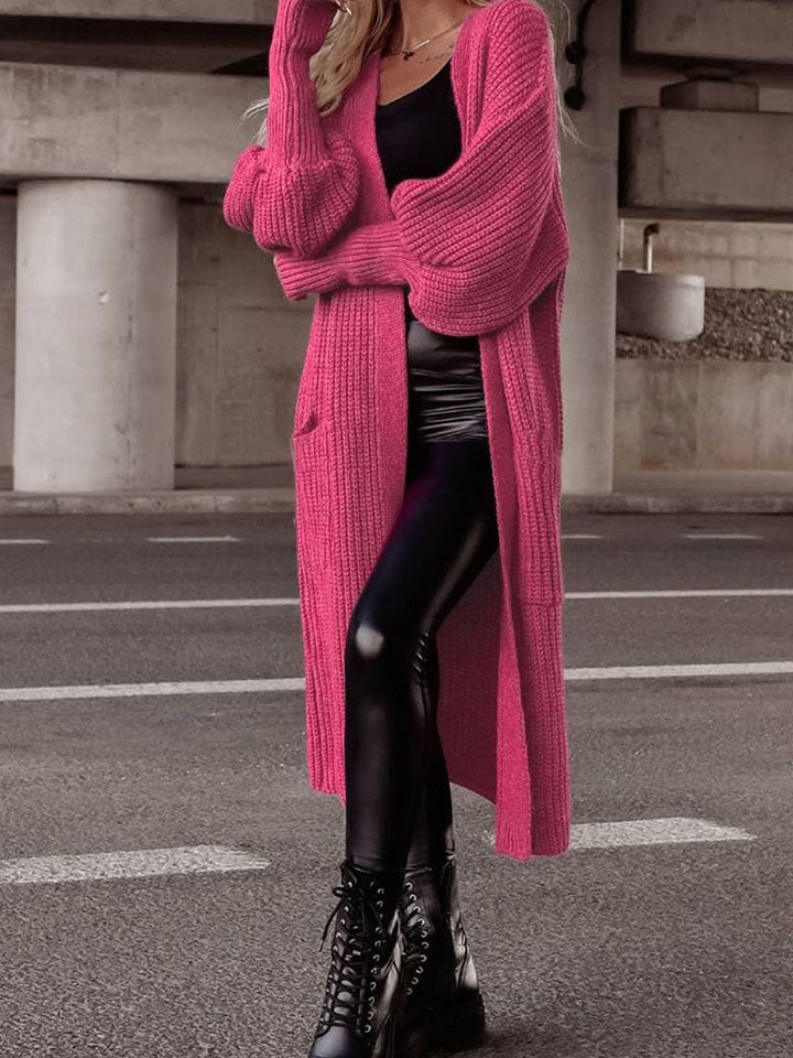 Lantern Sleeve Pocketed Cardigan - Body By J'ne