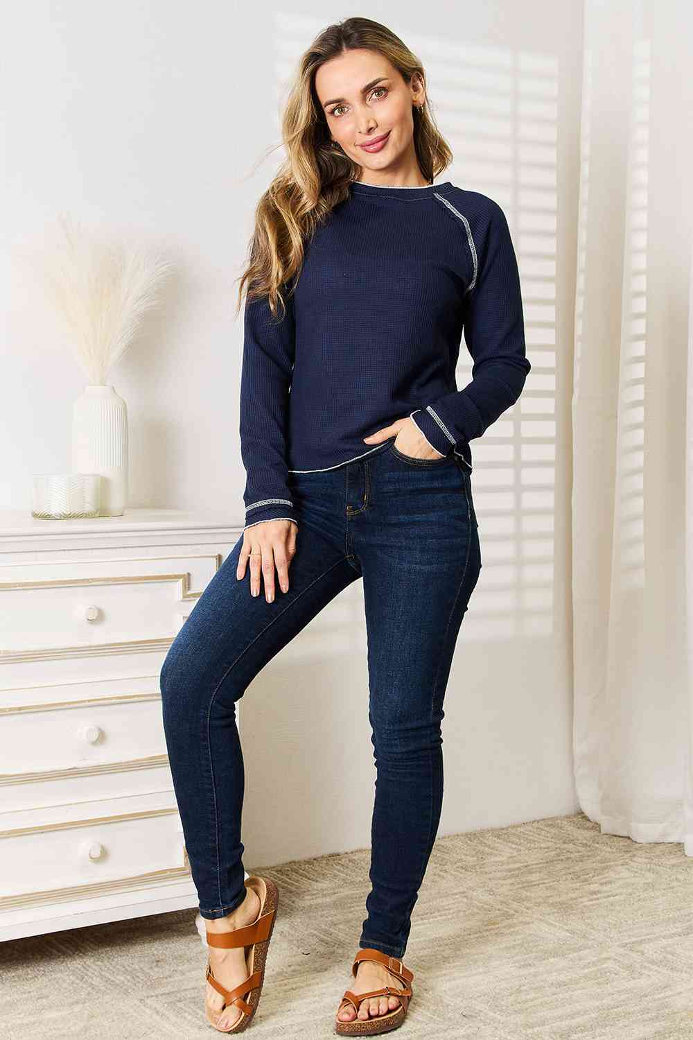 Long Raglan Sleeve Round Neck Top - Body By J'ne