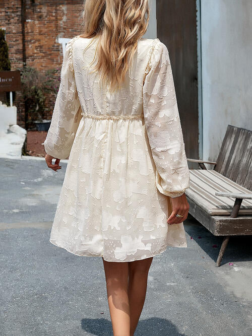 Ruffle Trim Balloon Sleeve Mini Dress - Body By J'ne