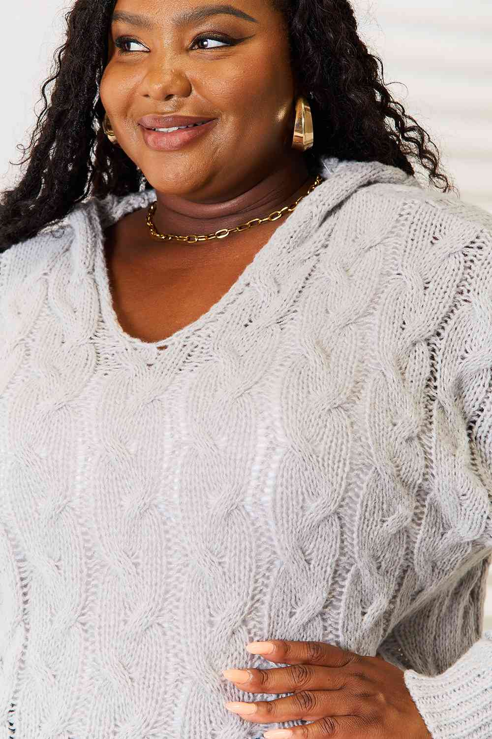 Cool Breeze Cable-Knit Hooded Sweater - Body By J'ne