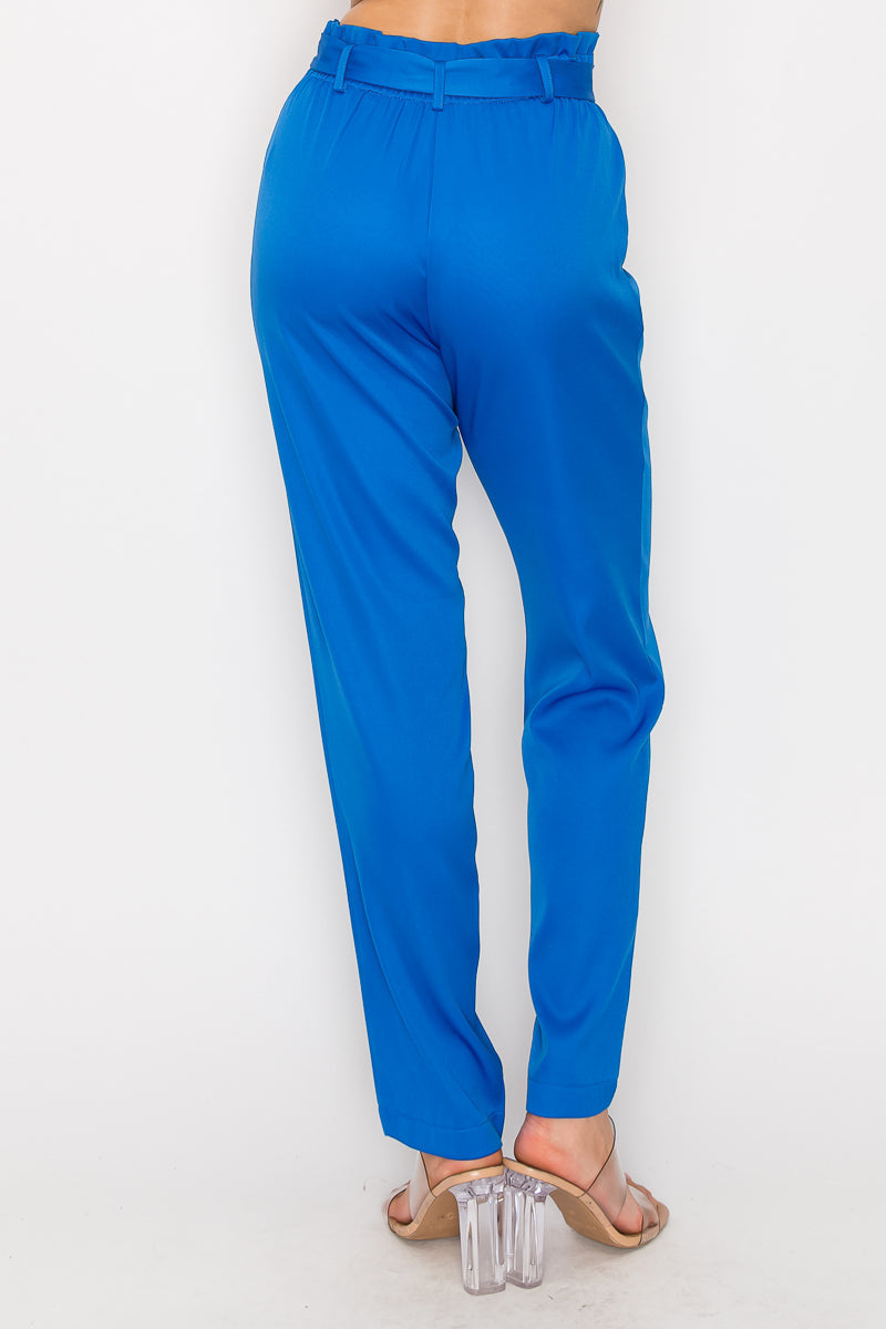 High-rise Belted Paperbag Pants - Body By J'ne