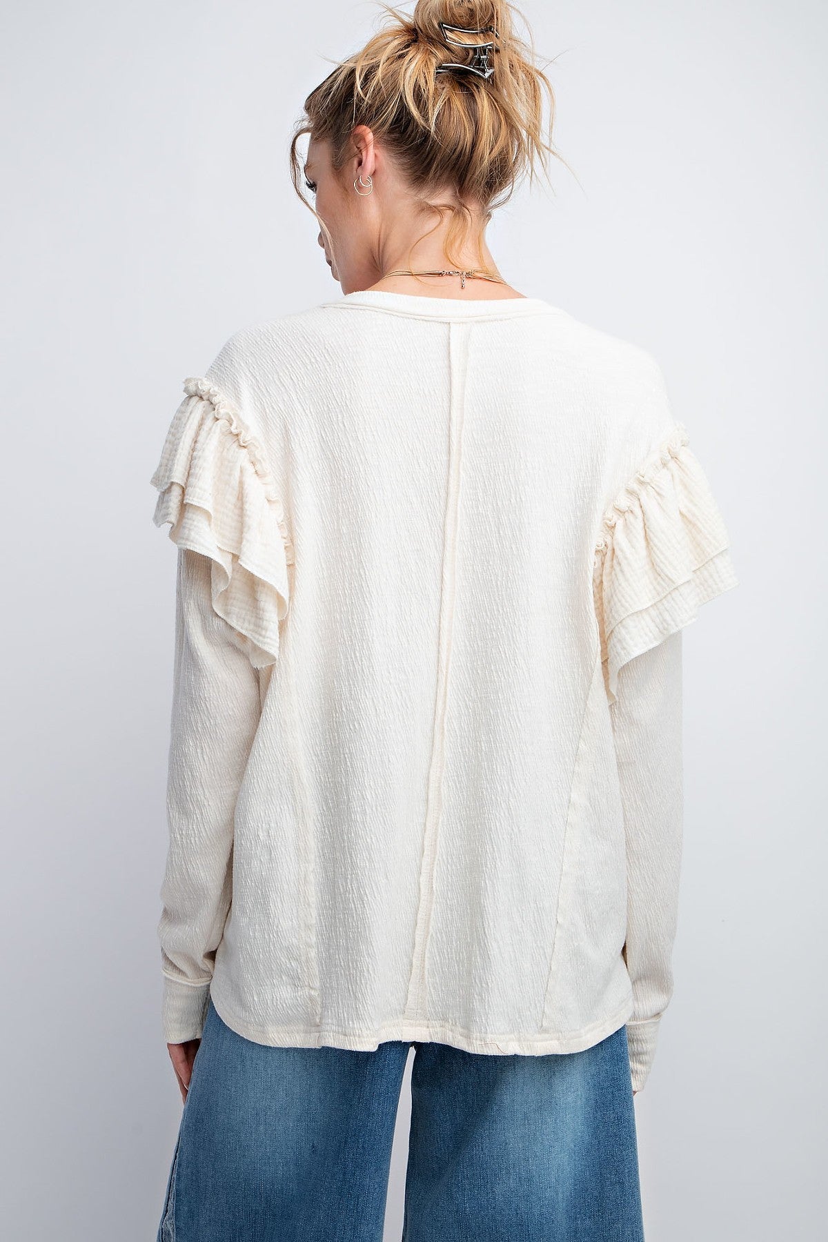 Double Ruffle Sleeves Top - Body By J'ne