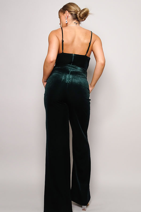 Samba Rhinestone Belt Velvet Jumpsuit - Body By J'ne