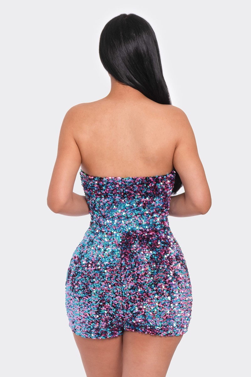 Multi Sequins Tube Top Romper - Body By J'ne