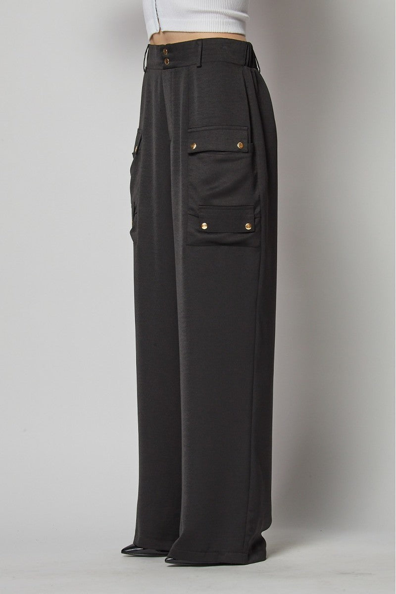 Satin Cargo Pocket Wide Leg Pants - Body By J'ne