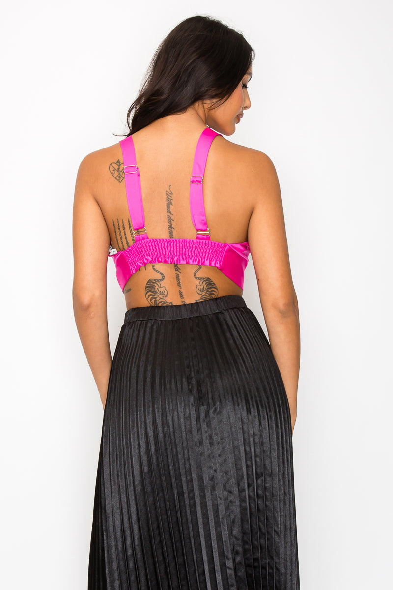 Smock V-neck Satin Bra Top - Body By J'ne