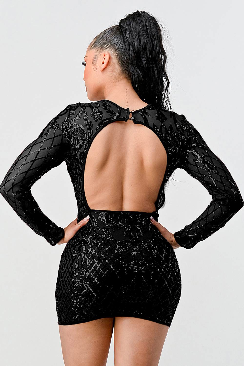 Lux Geo Floral Sequins Bodycon Mini Dress - Body By J'ne