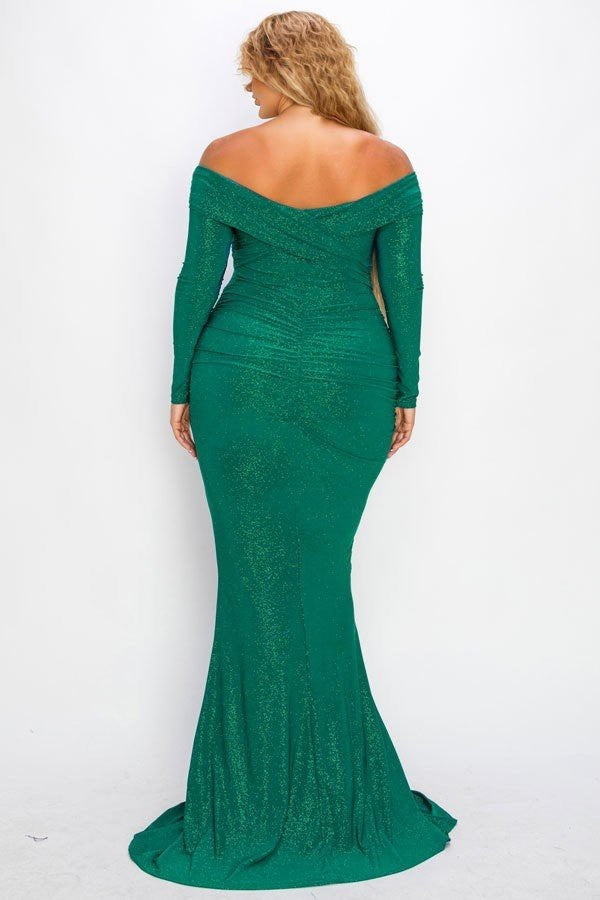 Plus Long Sleeve Off Shoulder Night Party Maxi Dress - Body By J'ne