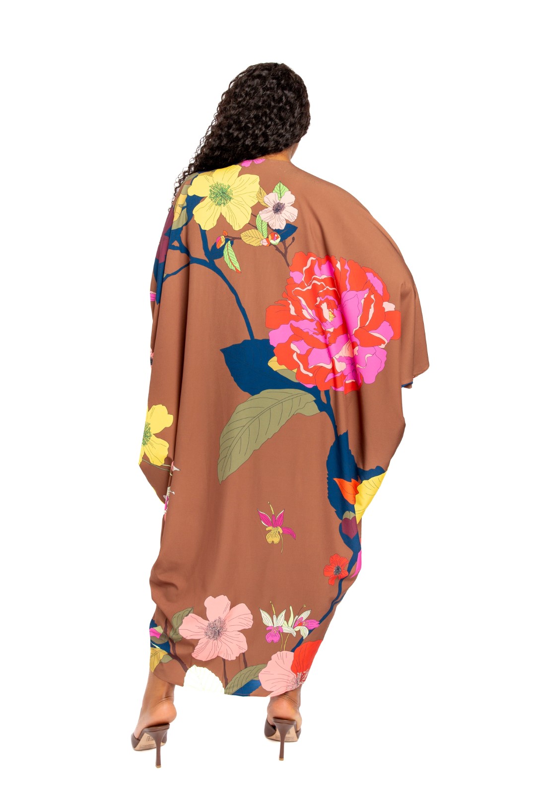 Printed Ruched Kaftan Dress With Inside Waist Tie - Body By J'ne