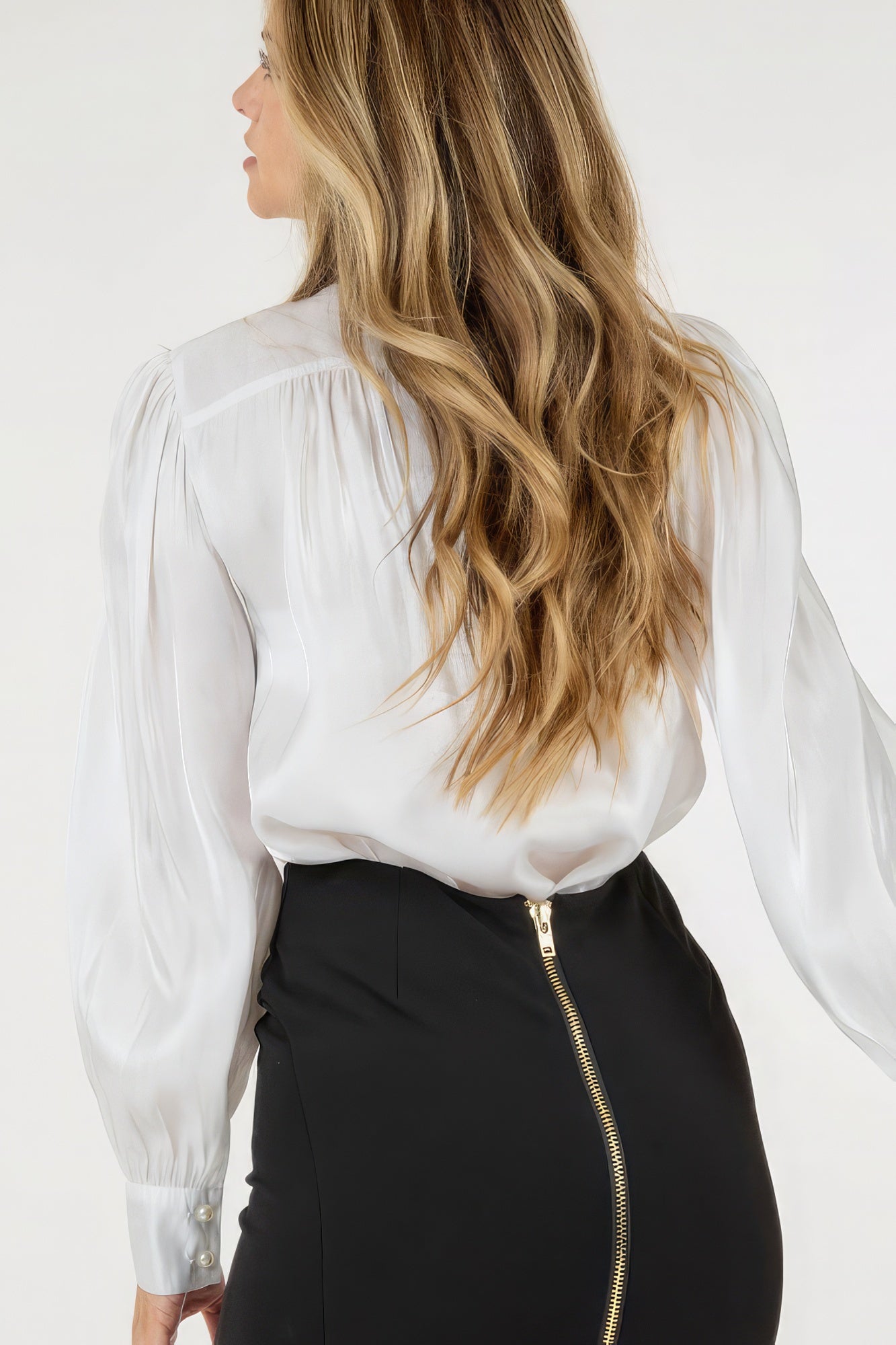 Insert Lace Trim Long Sleeve Blouse - Body By J'ne