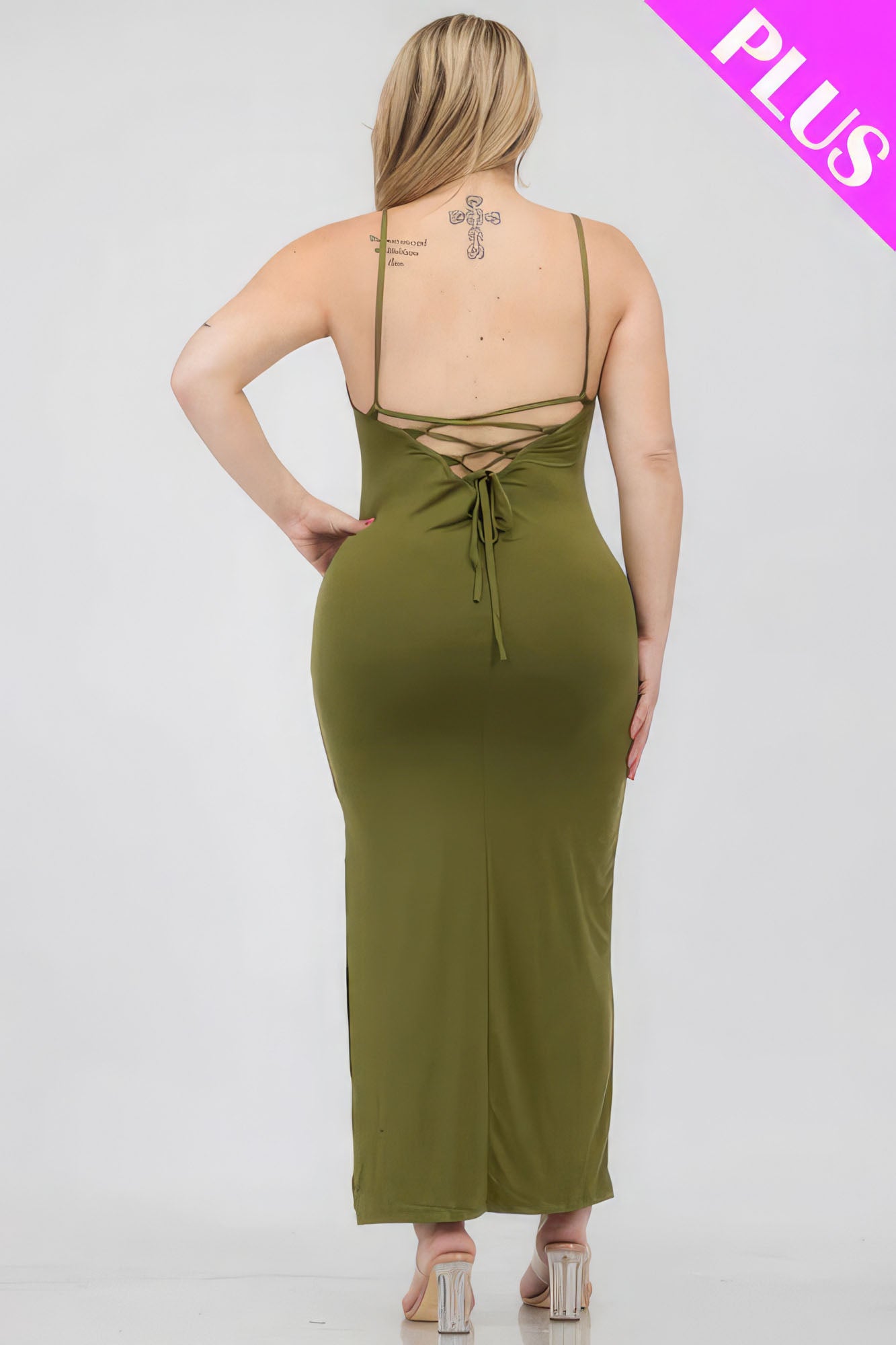 Plus Size Crisscross Back Split Thigh Maxi Dress - Body By J'ne