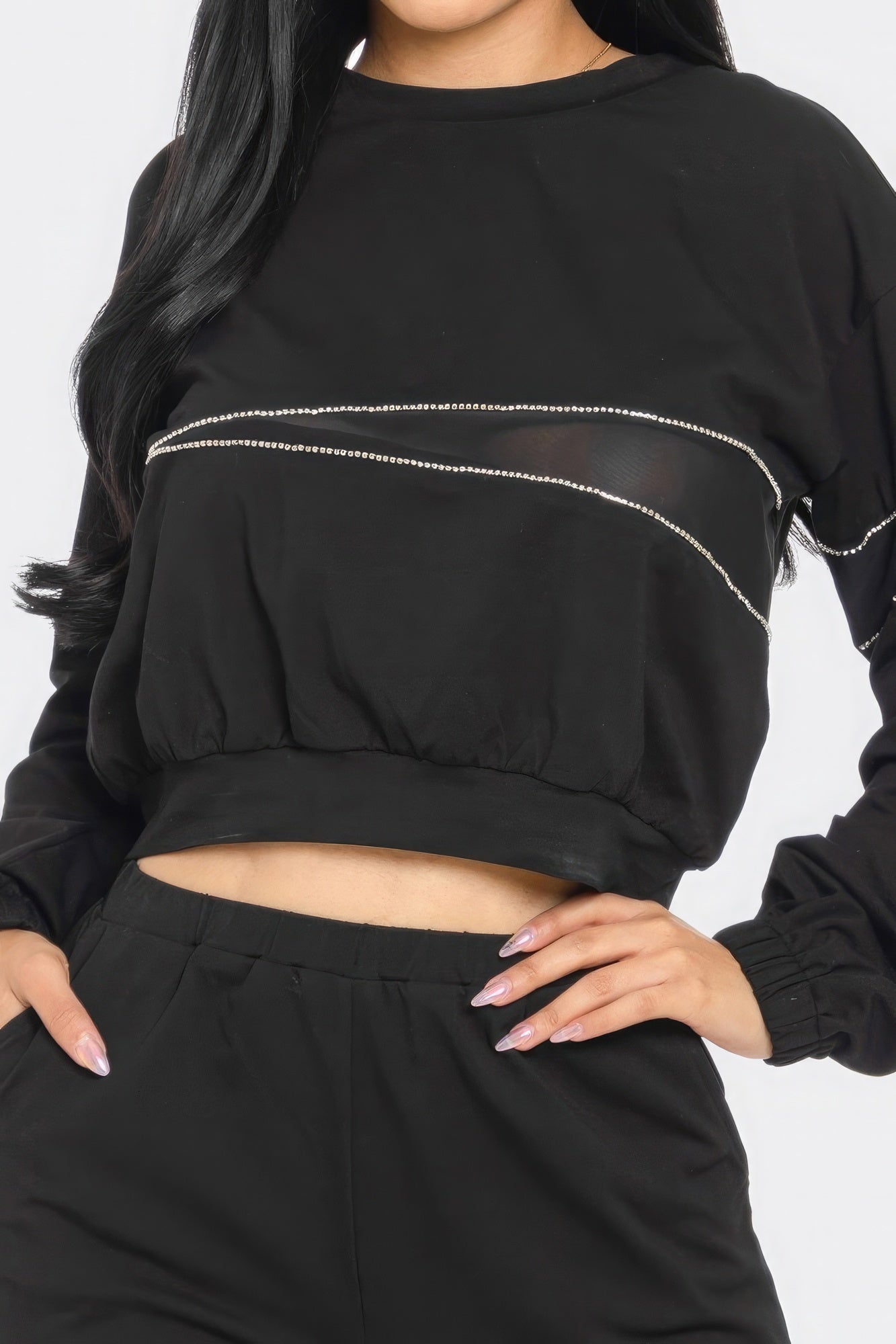 Terry Mesh & Rhinestone Detail Set - Body By J'ne