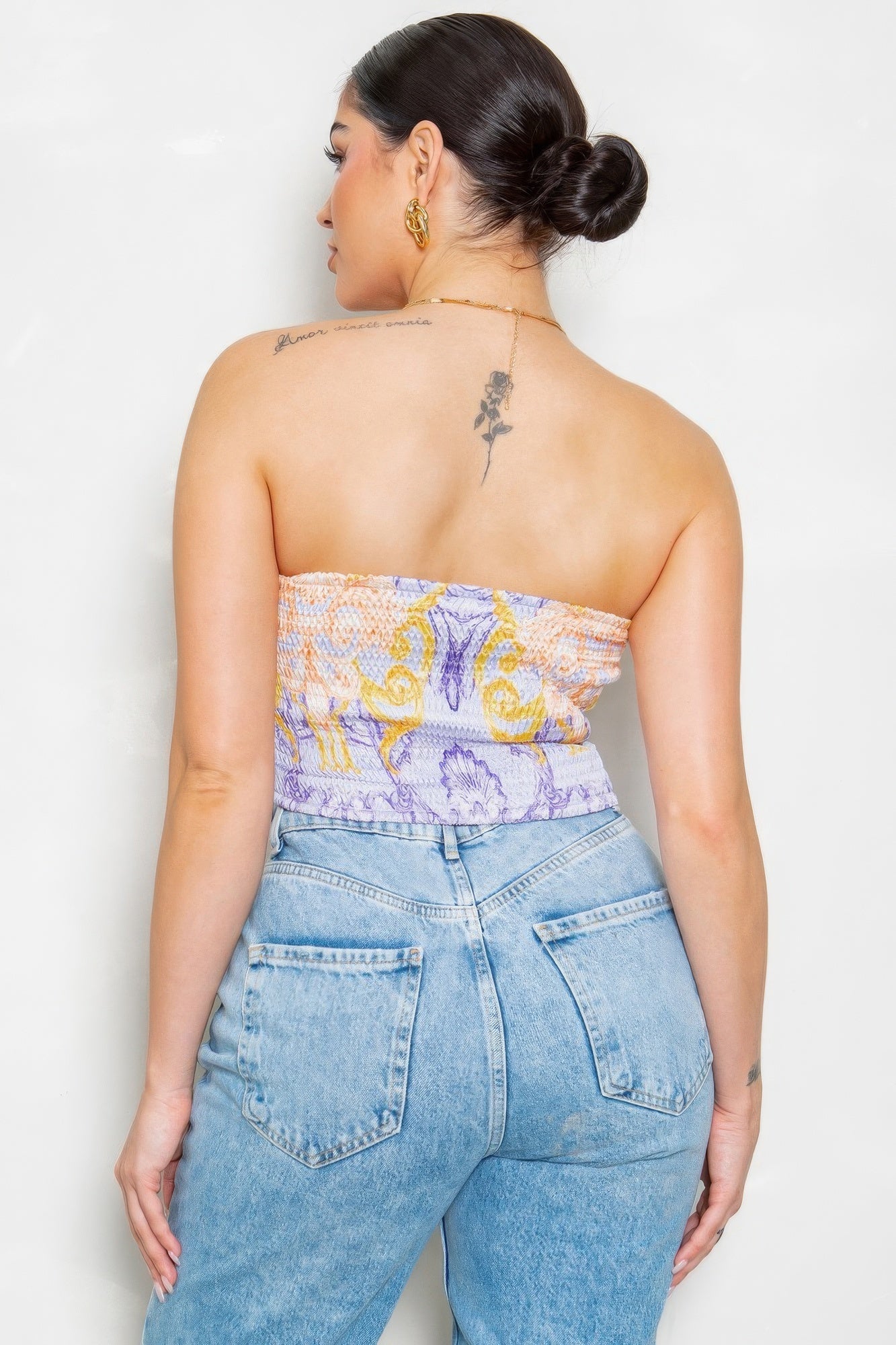 Strapless Satin Effect Scarf Top - Body By J'ne