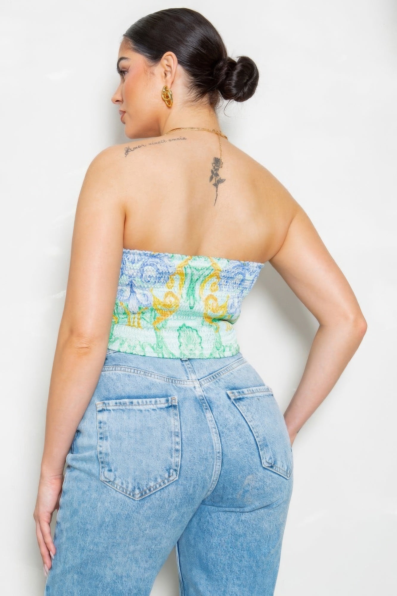 Strapless Satin Effect Scarf Top - Body By J'ne