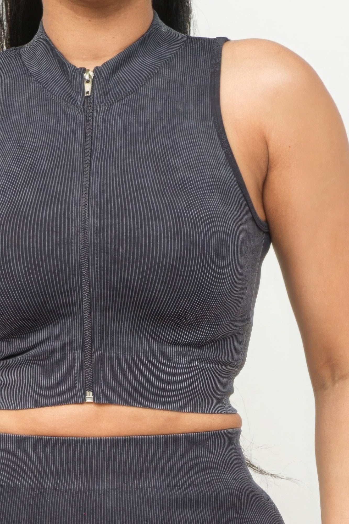 Washed Seamless Zipper Top And Shorts Set - Body By J'ne