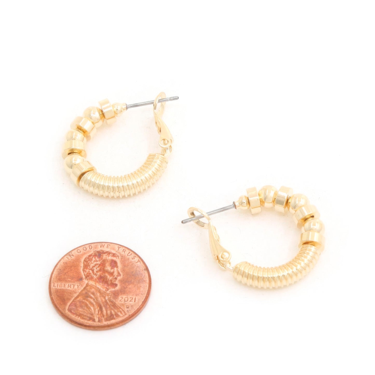 Sodajo Ball Bead Link Gold Dipped Hoop Earring - Body By J'ne