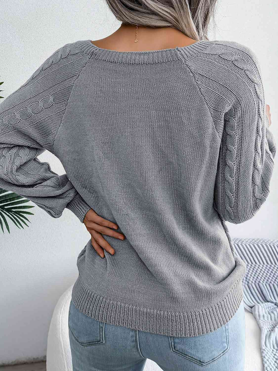 Fall Free Button Cable-Knit Sweater - Body By J'ne