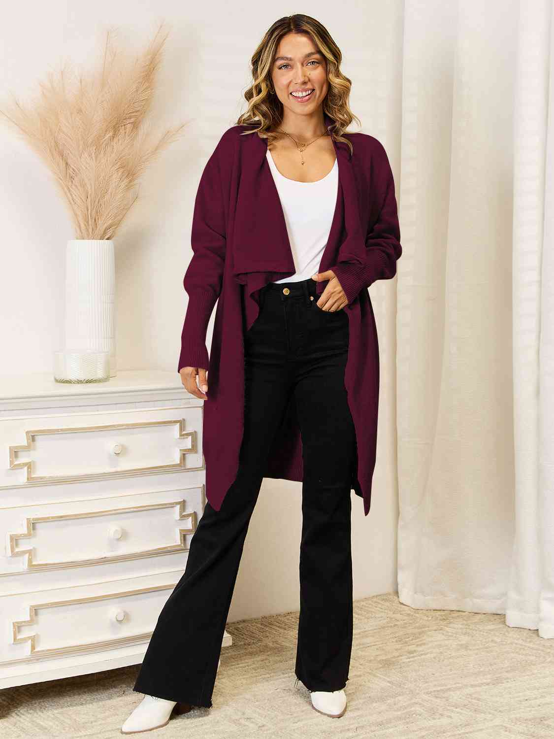 Long Sleeve Open Front Longline Cardigan - Body By J'ne