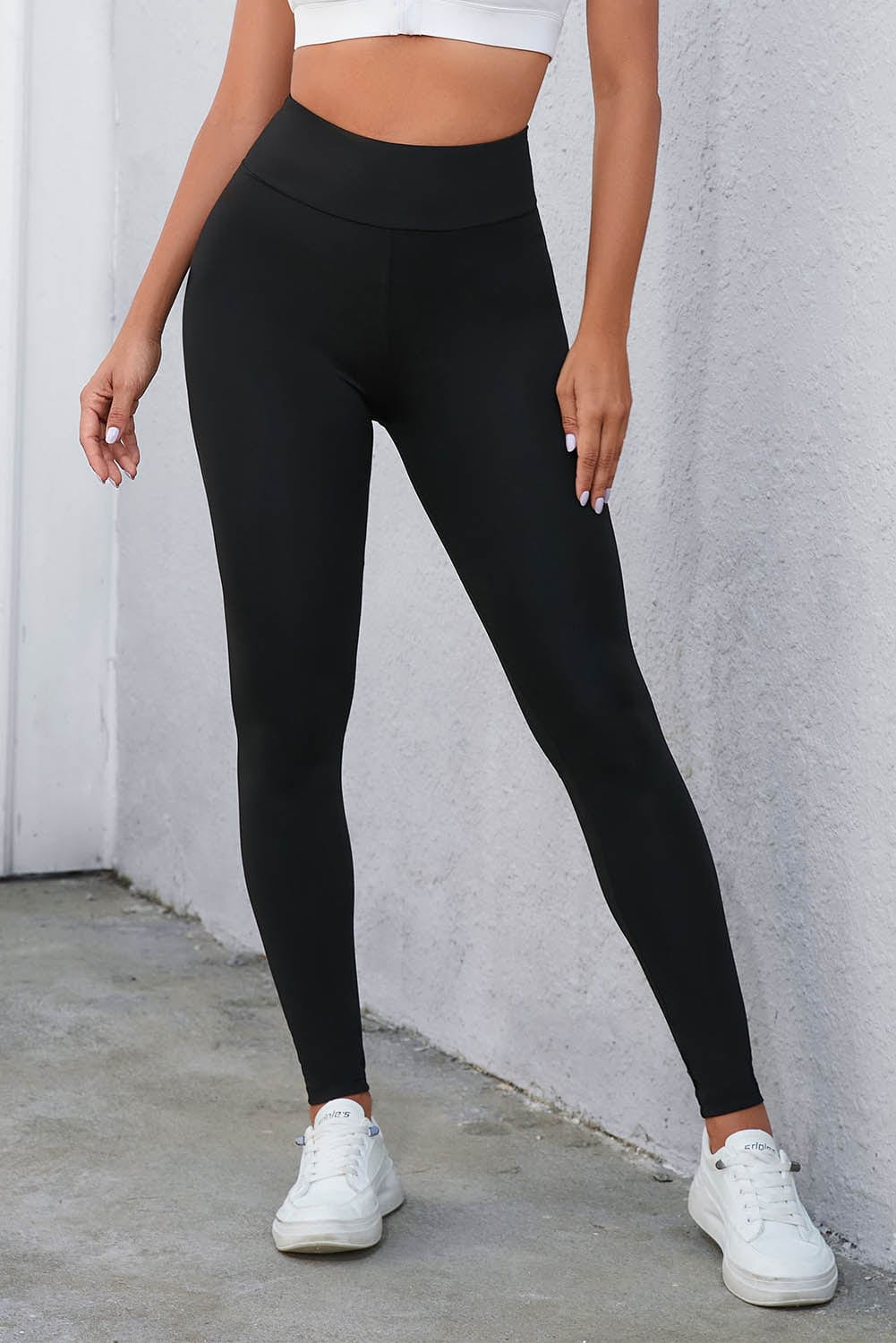 Crisscross Detail Wide Waistband Leggings - Body By J'ne