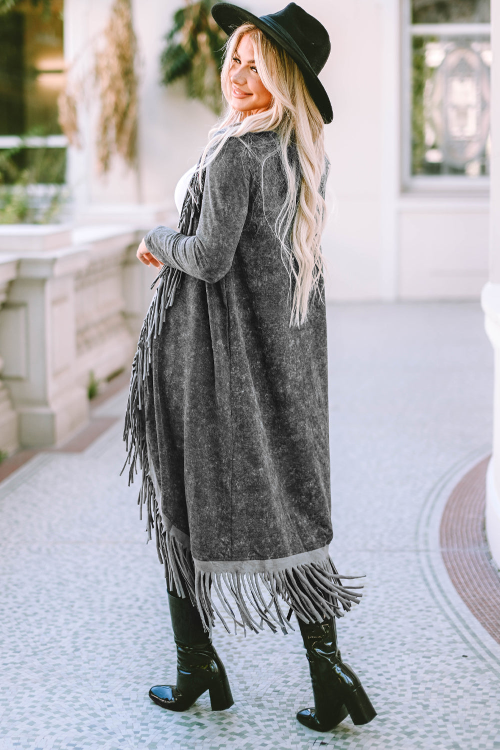 Fringe Detail Long Sleeve Cardigan - Body By J'ne