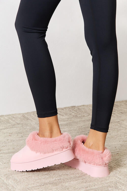 Furry Chunky Platform Ankle Boots - Body By J'ne