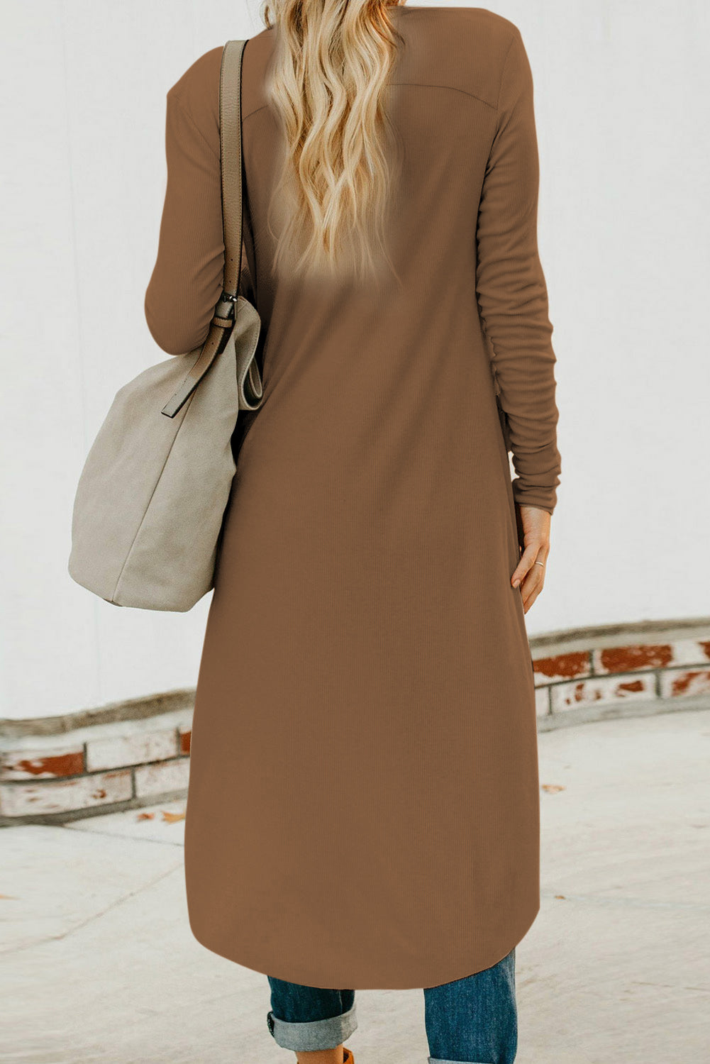 V-Neck Long Sleeve Cardigan with Pocket - Body By J'ne