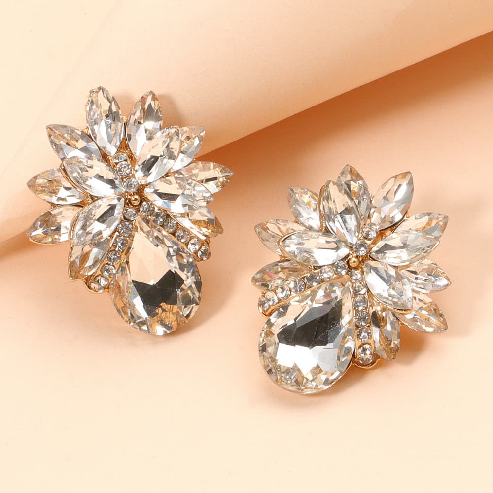Flower Shape Glass Stone Stud Earrings - Body By J'ne