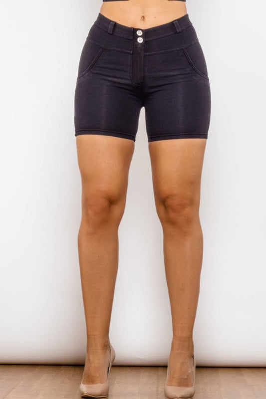 Full Size Buttoned Skinny Denim Shorts - Body By J'ne