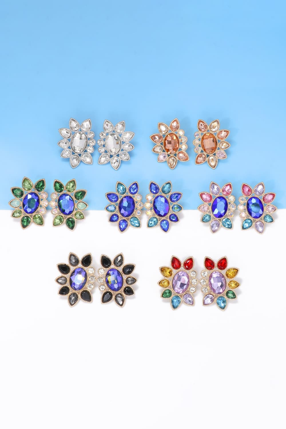 Geometrical Shape Glass Stone Dangle Earrings - Body By J'ne