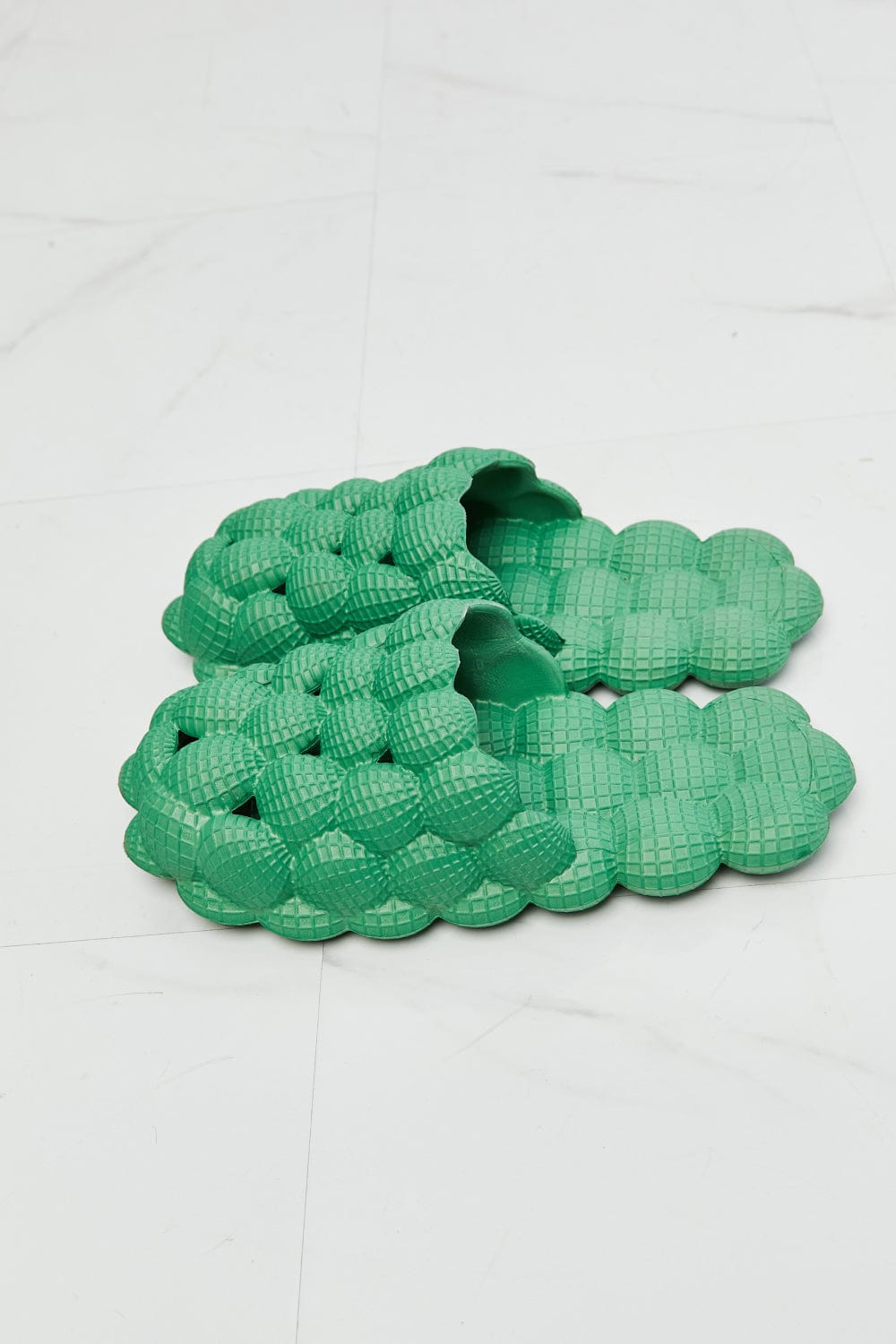 Laid Back Bubble Slides in Green - Body By J'ne