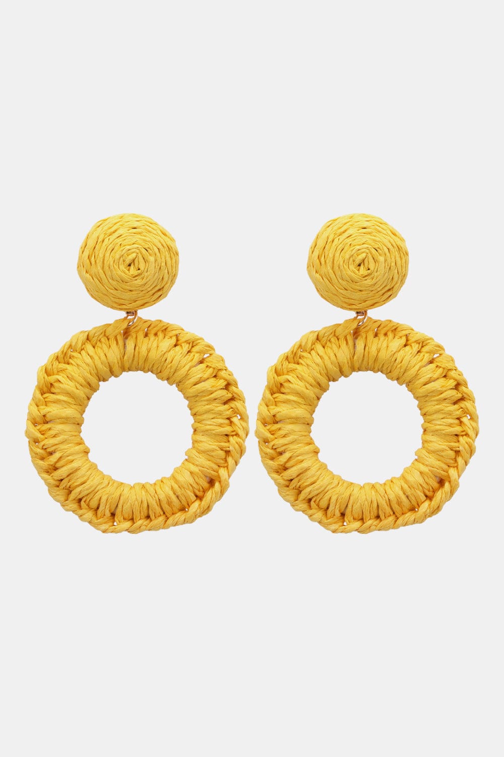 Round Shape Raffia Grass Dangle Earrings - Body By J'ne