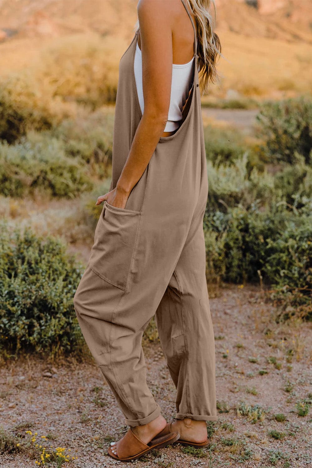 V-Neck Sleeveless Jumpsuit with Pocket - Body By J'ne