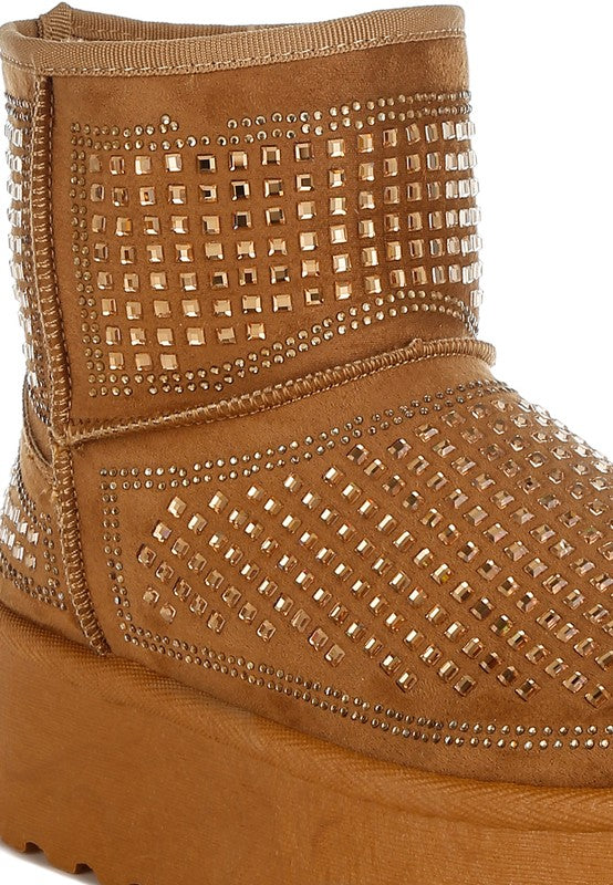 Xoras Chunky Rhinestones Ankle Boots - Body By J'ne