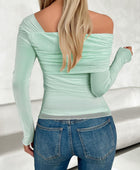 Devine Ruched Asymmetrical Long Sleeve T-Shirt