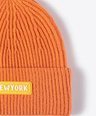 NEWYORK Patch Rib-Knit Cuffed Beanie