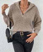 Honey Half Zip Dropped Shoulder Sweater