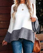 Contrast Round Neck Long Sleeve Sweater