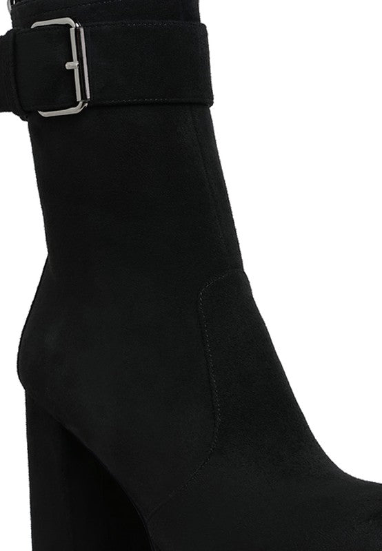 Wanderer Flared Block Heel Mid-Calf Boots - Body By J'ne