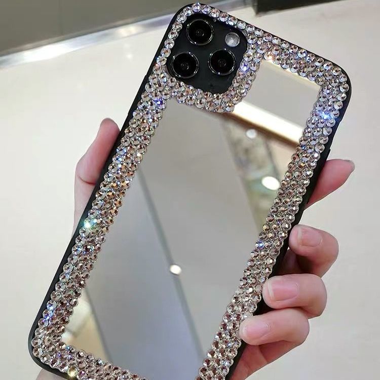 Acrylic Mirror Rhinestone Luxury Diamond Makeup Mirror Phone Case - Body By J'ne